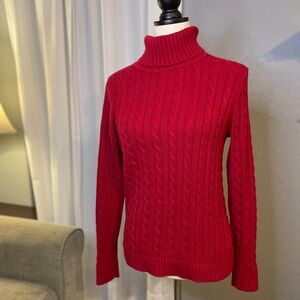L. L. Bean Cable Knit Turtleneck Sweater Size Medium